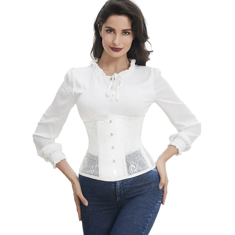 Белое прозрачное кружевное Корректирующее белье со стальными косточками