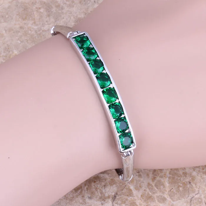 Noblest зеленый кубический цирконий посеребренный звеньевой браслет-цепочка 7 3