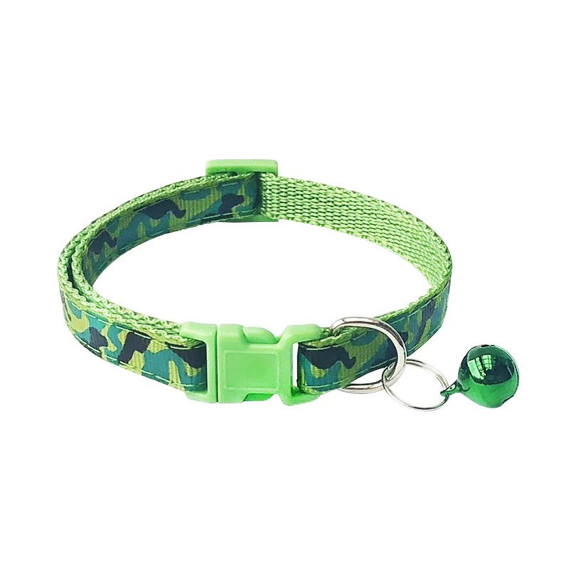 Green Camo Pawstrip 0,4/0," ошейник для маленьких собак, чихуахуа, йоркширский нейлоновый ошейник для щенка, милый ошейник для кошки с бантом, ошейник с колокольчиком для питомца для собак - Цвет: Green Camo