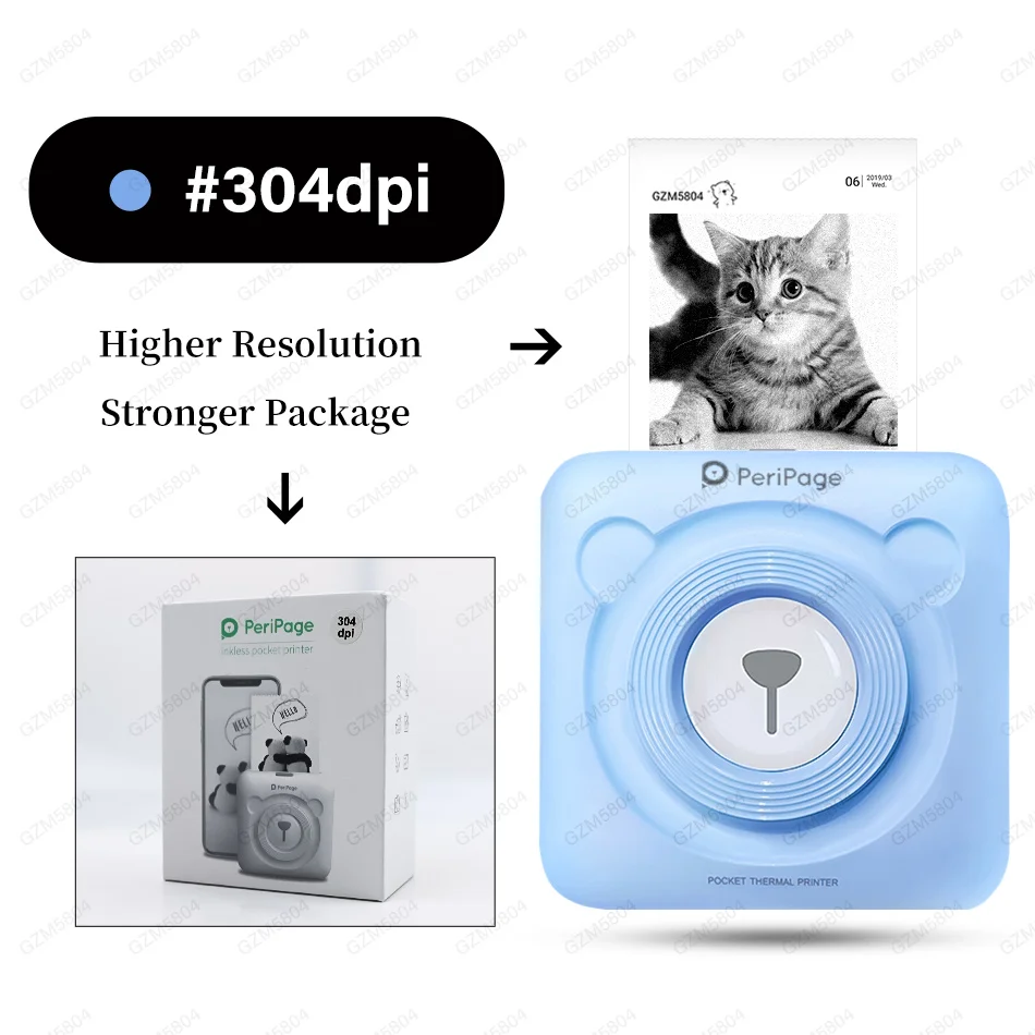 304 dpi Портативный Карманный фотопринтер мини мобильный термопринтер для печати этикеток для Android iOS phone Windows детская живопись - Цвет: 304dpi Blue Printer