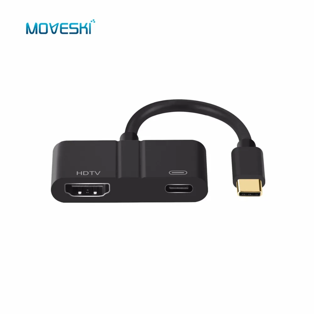 Moveski 9592A USB C AV Aadapter 60W Type 4K UHD HDMI PD зарядный порт совместимый с серией MacBook Plug &
