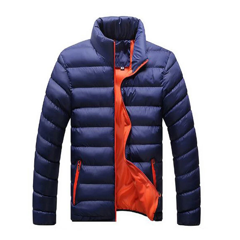Picture Solid Navy Лидер продаж, брендовая модная однотонная качественная куртка на молнии с открытым стежком, Мужская Зимняя Повседневная приталенная парка со стоячим воротником, ветровка, куртки, пальто - Цвет: Picture Solid Navy