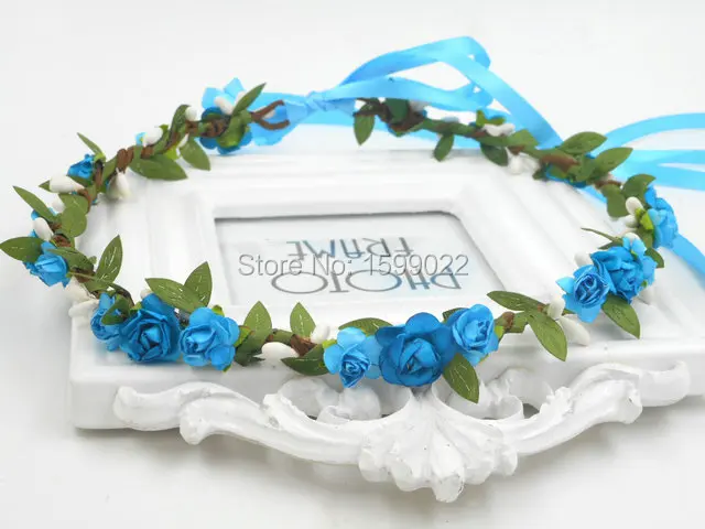 Женский свадебный венок с цветами сливы синий цветочный в богемном стиле