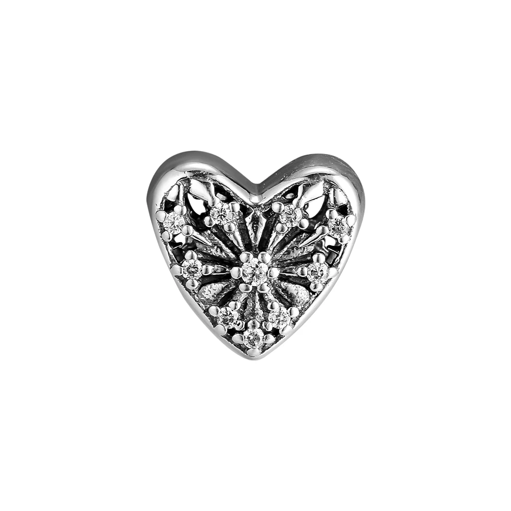 Белый CKK Fit Pandora Браслеты Микки Сверкающее сердце амулеты 925 стерлингового серебра Шарм бусины для бусина для изготовления украшений Kralen - Цвет: Белый