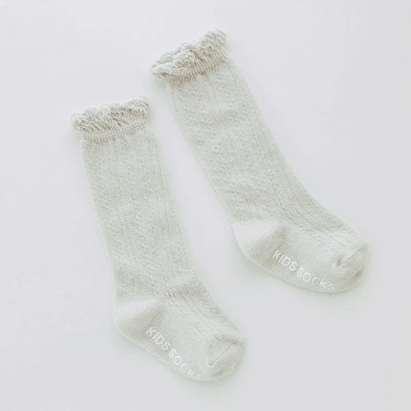 summer new gray Весенне-осенние хлопковые носки для малышей кружевные носки для маленьких девочек гольфы для новорожденных девочек кальцитовые носки meia infantil - Цвет: summer new gray