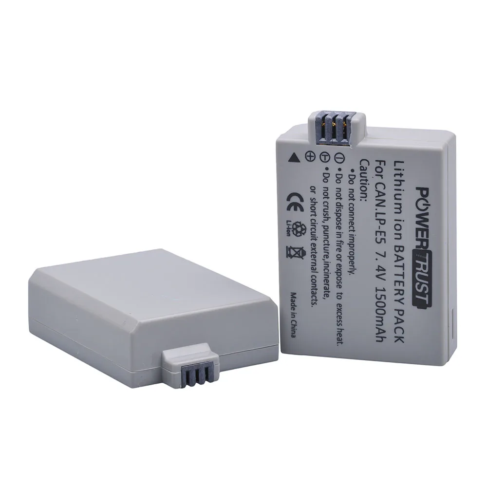 Powertrust 2 шт. LP-E5 LPE5 LP E5 камера батарея + ЖК-дисплей двойной USB зарядное устройство для