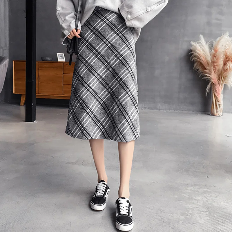 Осень Зима шерстяные новый Высокая талия Элегантный литературный Мода Тонкий