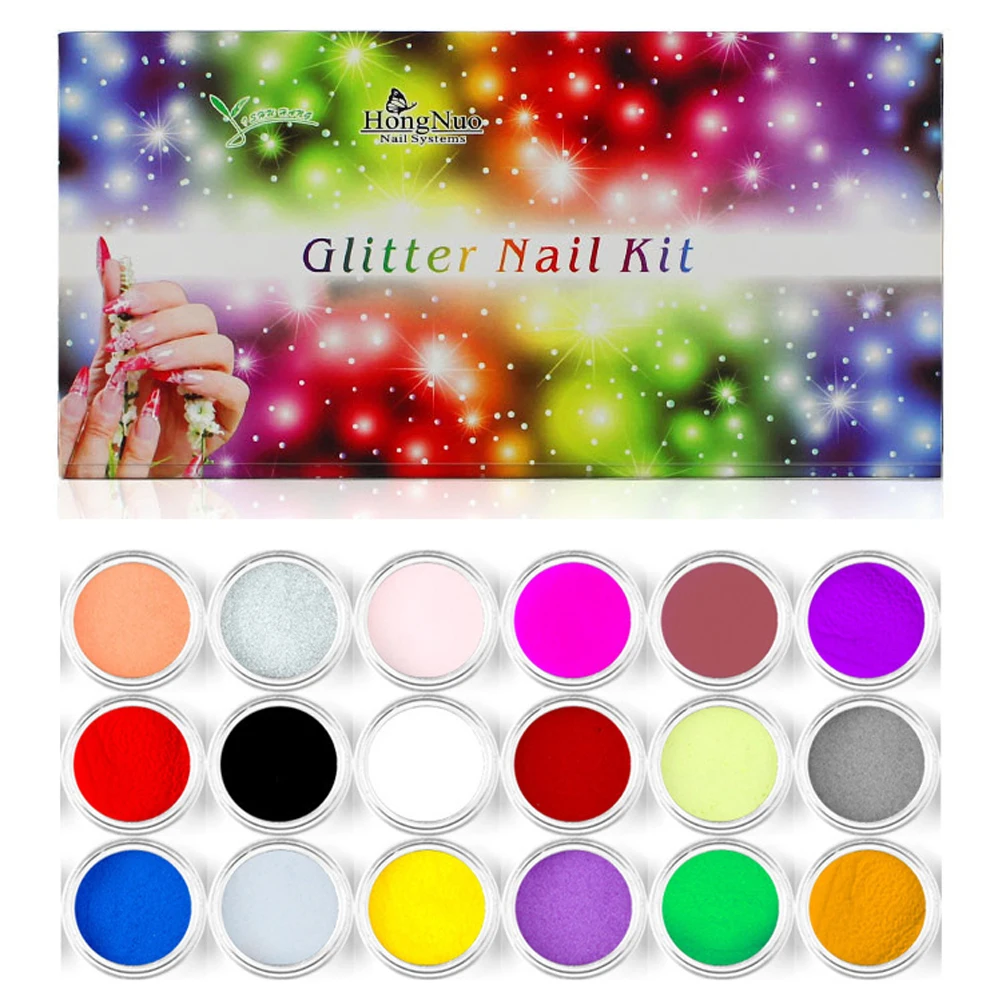 Маникюрный набор для дизайна ногтей 18 цветов/партия акриловый нанесения пудры|nail