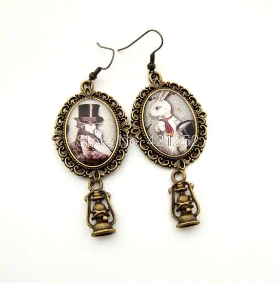 Серьги в викторианском стиле Алиса стране чудес 10 пар|alice in wonderland earrings|earring bronzebronze
