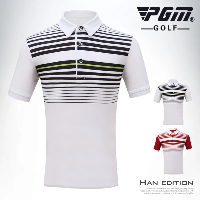 PGM Golf/Детская футболка с короткими рукавами для мальчиков летняя полосатая