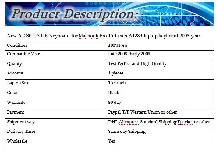 Новая клавиатура A1286 US UK для Macbook Pro 15,4 дюймов A1286 Клавиатура для ноутбука+ винт+ отвертка 2008 года