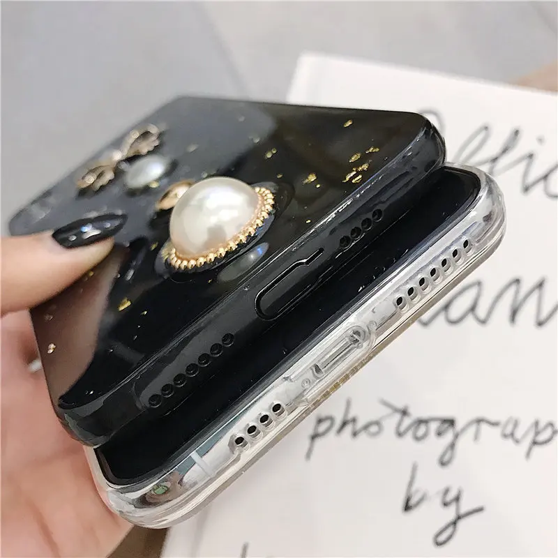 3D стерео жемчужный чехол на телефон с завязкой бантиком для iPhone XR XS Max X Coque 8 7 6 S Plus