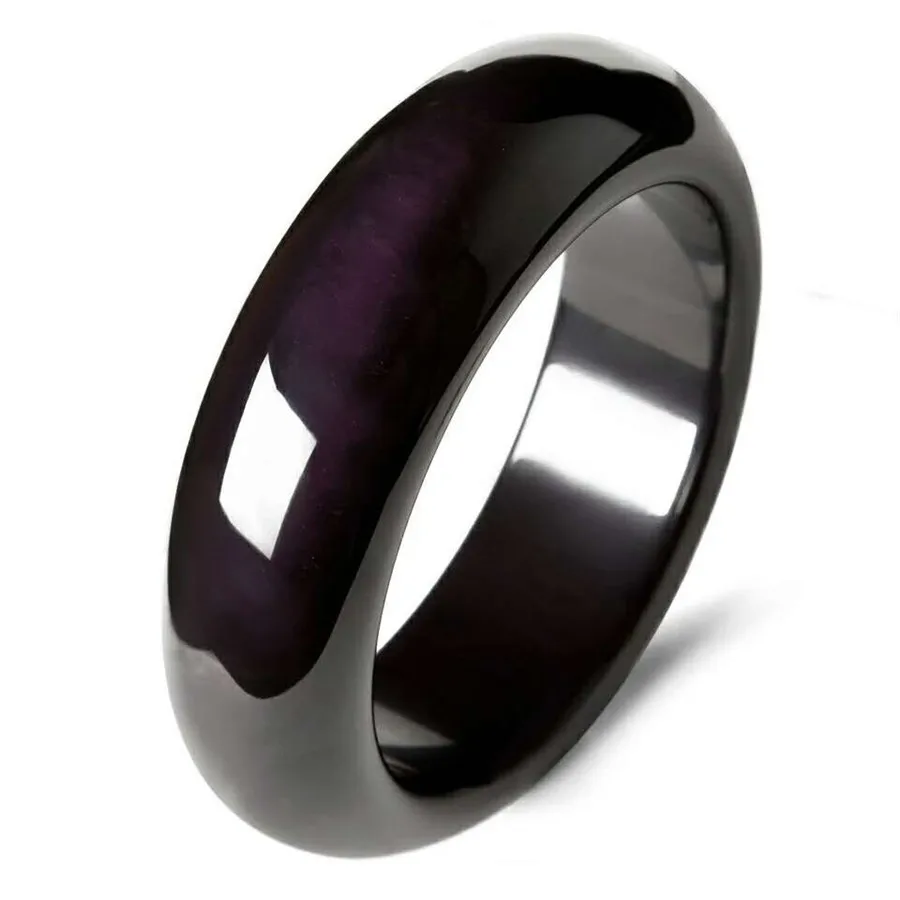 

2018 Newly Genuine Black Obsidian Gem Stone Rainbow Eye Crystal Bangles Fashion Women Crystal Cool Men Stone Bracelet 53-62mm