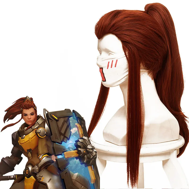 Высокое качество игра Brigitte парики термостойкие синтетические волосы красный