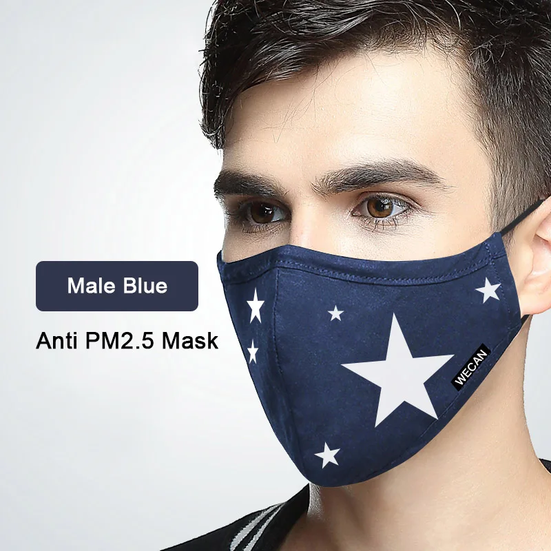 Men Blue Kpop хлопок против пыли гриппа лица рот маска для зимнего бега с угольным фильтром медицинский KN95 анти PM2.5 черная маска на рот - Цвет: Men Blue