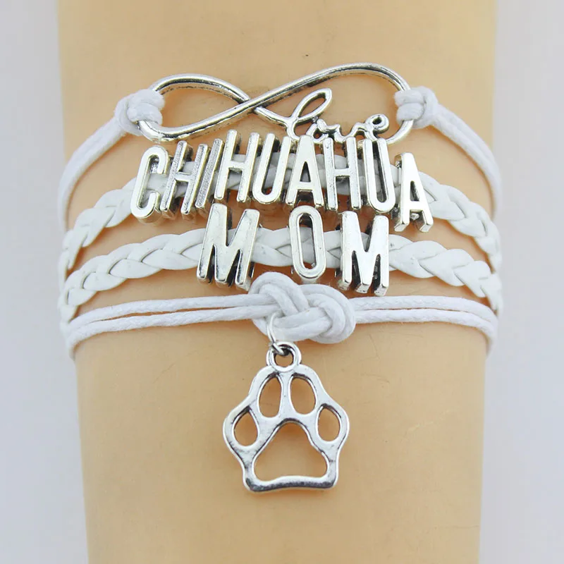 Бесконечность любовь Чихуахуа мама браслеты лапа очарование ручной работы