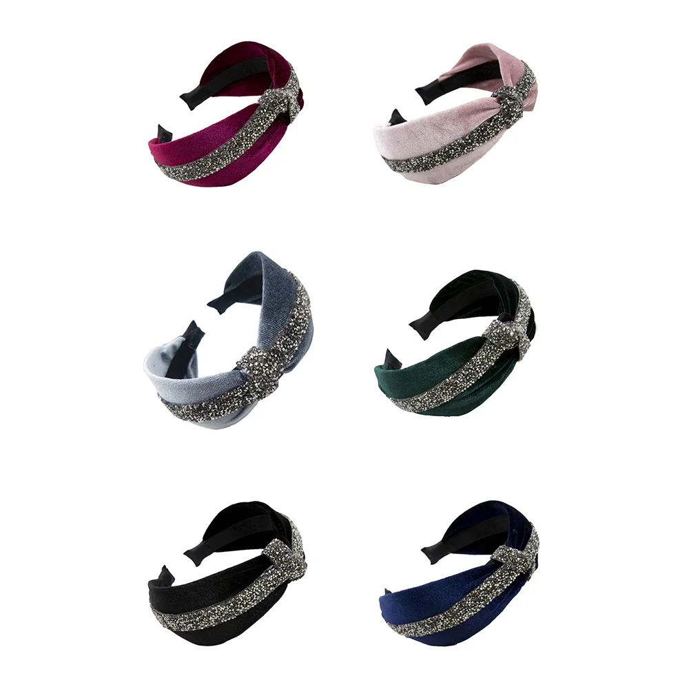 Женская бархатная повязка на голову с золотым бантиком обруч для волос