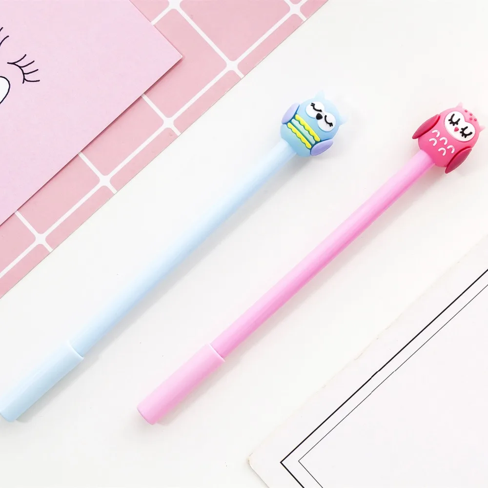 Гелевая ручка с мультяшным рисунком милой совы шариковая 0 5 мм черного цвета