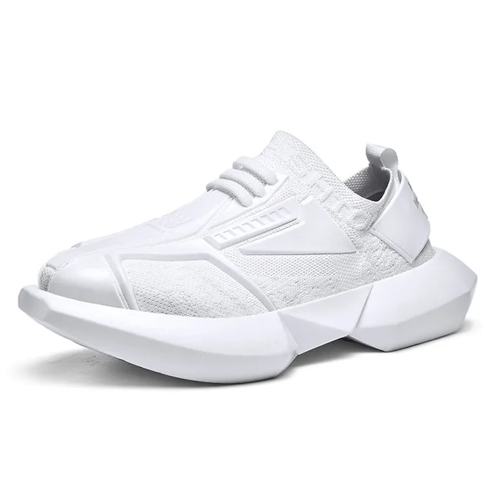 White Sneakers VSIOVRY/Новинка года; модная мужская повседневная обувь; эластичные трикотажные дышащие кроссовки; обувь для папы; удобные Прогулочные кроссовки для мужчин - Цвет: White Sneakers