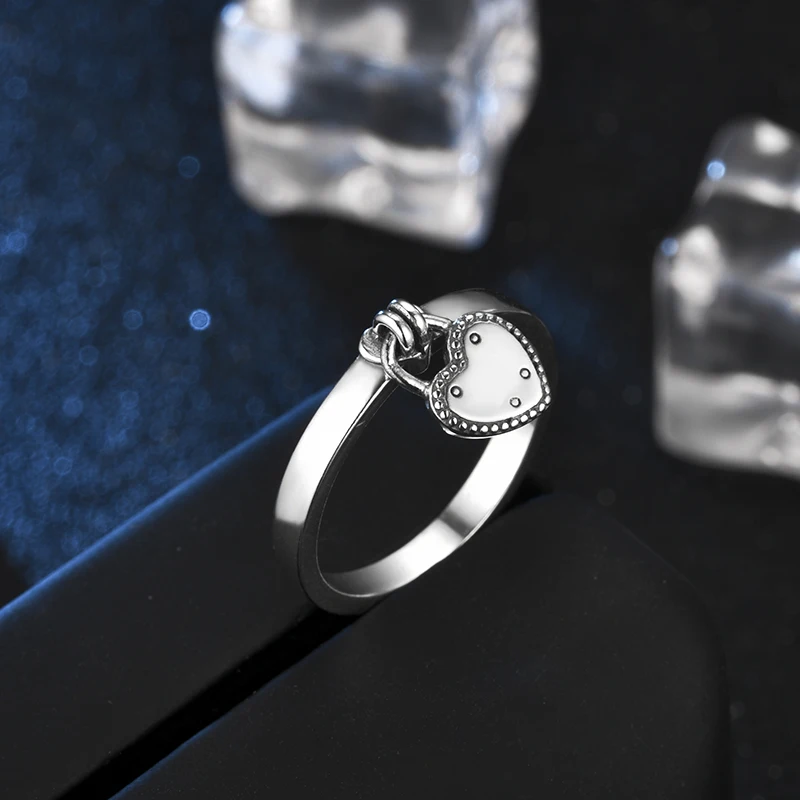 Suplush Hot Sale Genuine 925 Sterling Silver Ring Love Heart Lock For Women Jewelry Gift PSRI0146-B | Украшения и аксессуары