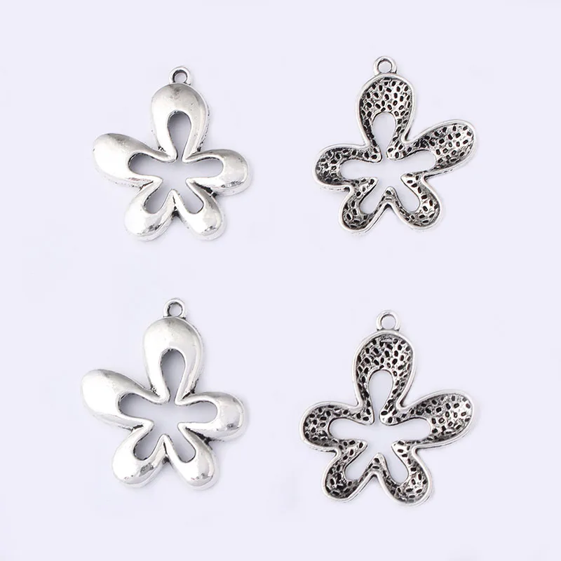 

10PCS Antique 33x29mm Open Flowers Charms Pendants for Necklace Earring Jewelry Findings Accessories
