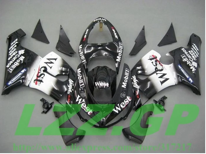 

Injection WEST fairing kit For NINJA ZX 6R 636 05 06 ZX-6R 05-06 ZX6R 2005 2006 ZX 6R 05 06 aftermarket fairings black white