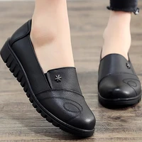 womens shoes black shoes women flats leisure round toe ladies flats large size 41 genuine leather shoes sapato feminino