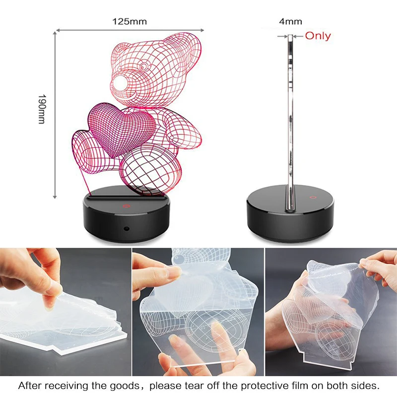 3D Night Light Touch Led Table Lamp 7 Color Changing Optical Illusion For Kids Gift Xmas Holiday Party Desk | Лампы и освещение
