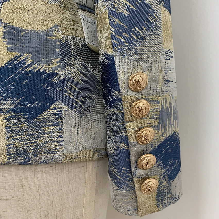 HIGH QUALITY New Fashion 2021 Designer Blazer Jacket Women's Lion Metal Buttons Double Breasted Colors Painting Jacquard Blazer