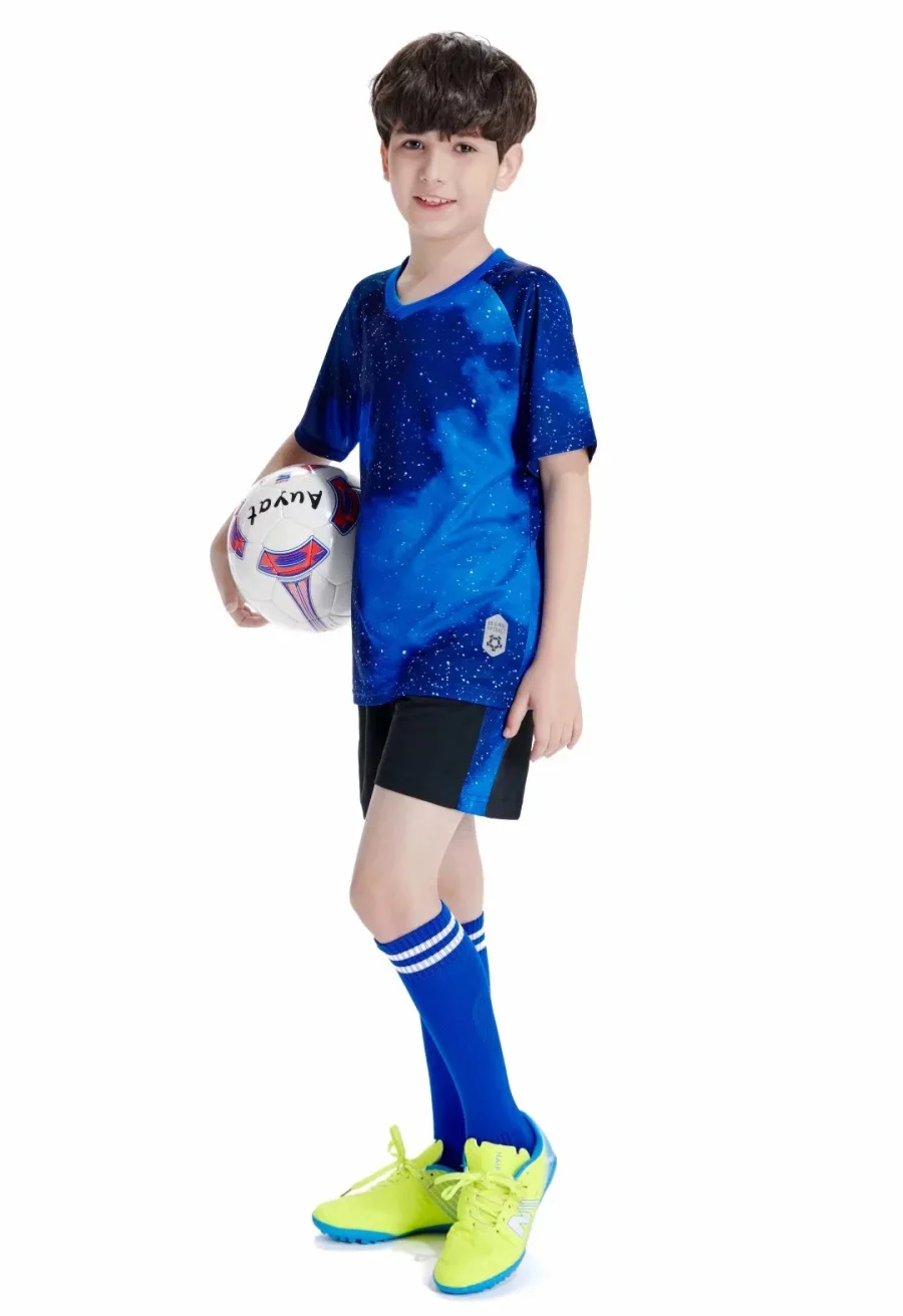 Новые детские трикотажная Футбольная форма Maillot De Foot Джерси под заказ футбол дети дышащие спортивный набор мальчик Футбольная форма