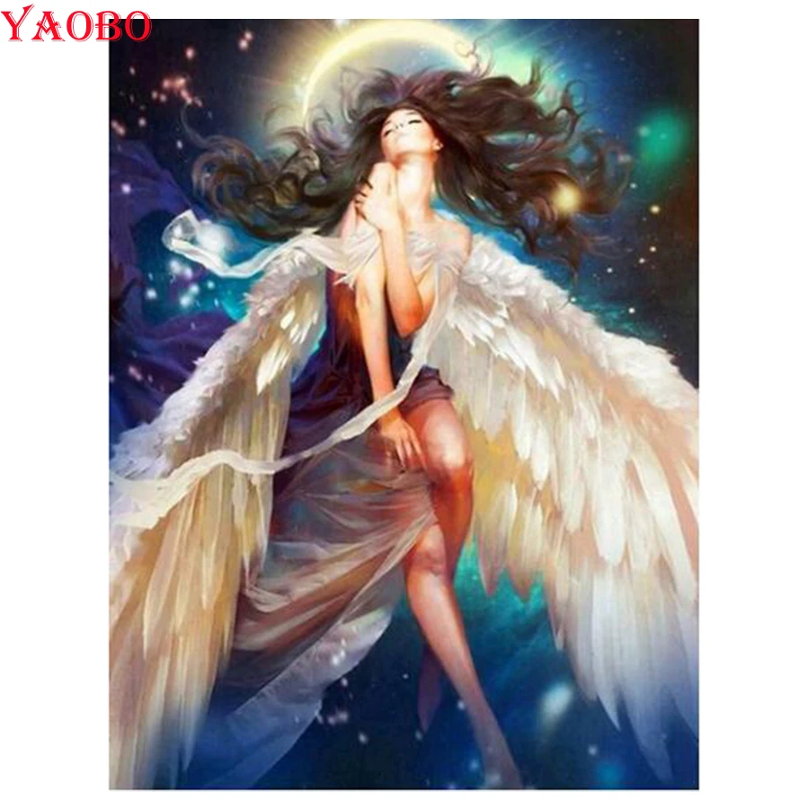 5D алмазная картина Крылья Ангела новые круглые камни вышивка полный дисплей
