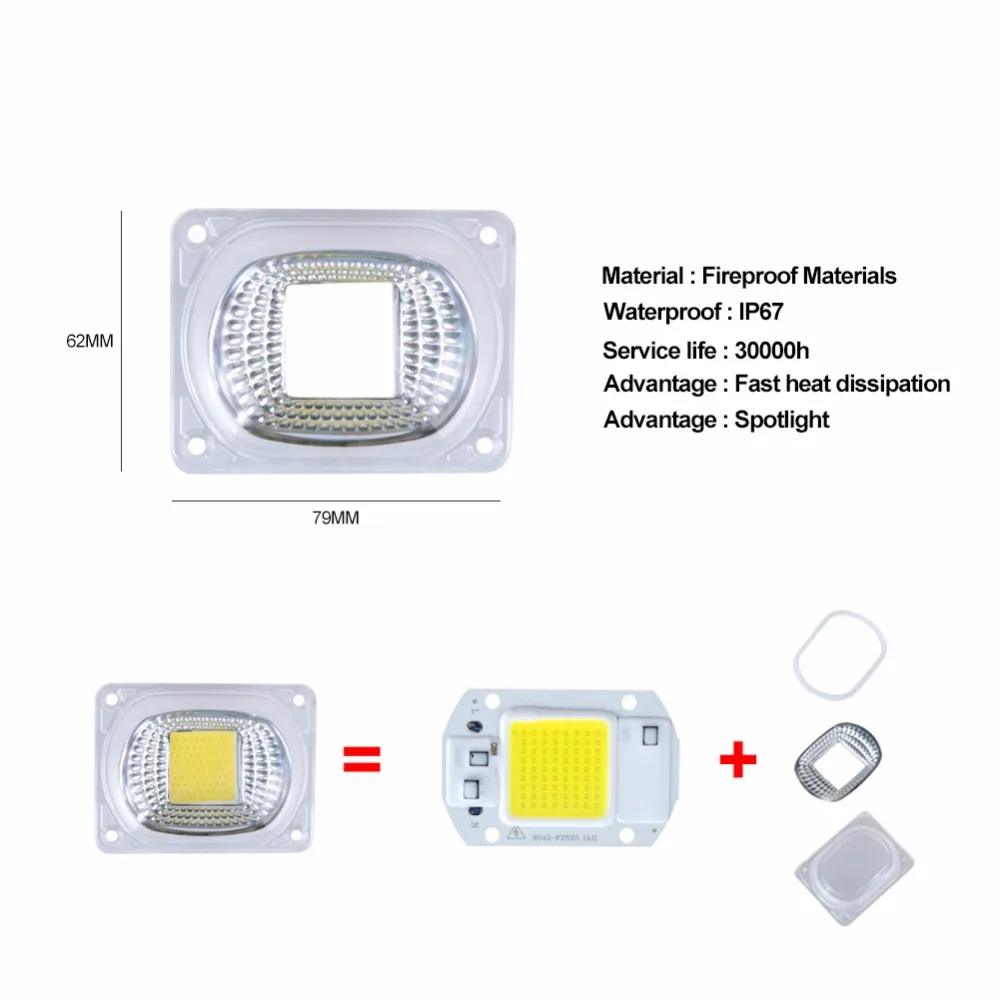 Чип COB для светодиодной лампы Smart IC с крышкой освещения 20 Вт 30 50 Мощный