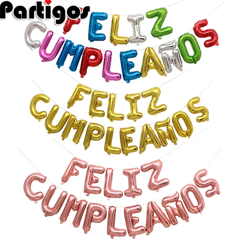 FELIZ cumpleaños надувные буквы Фольга Испания Happy birthday Алфавит шар День рождения украшения детский душ шарики