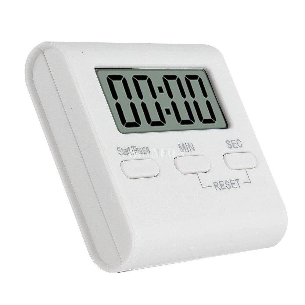 

100Pcs/Lot White Back Stand Gadgets Tools Count-Down Up Clock LCD Cooking Timer Kitchen Timer Alarm Clock Reminder