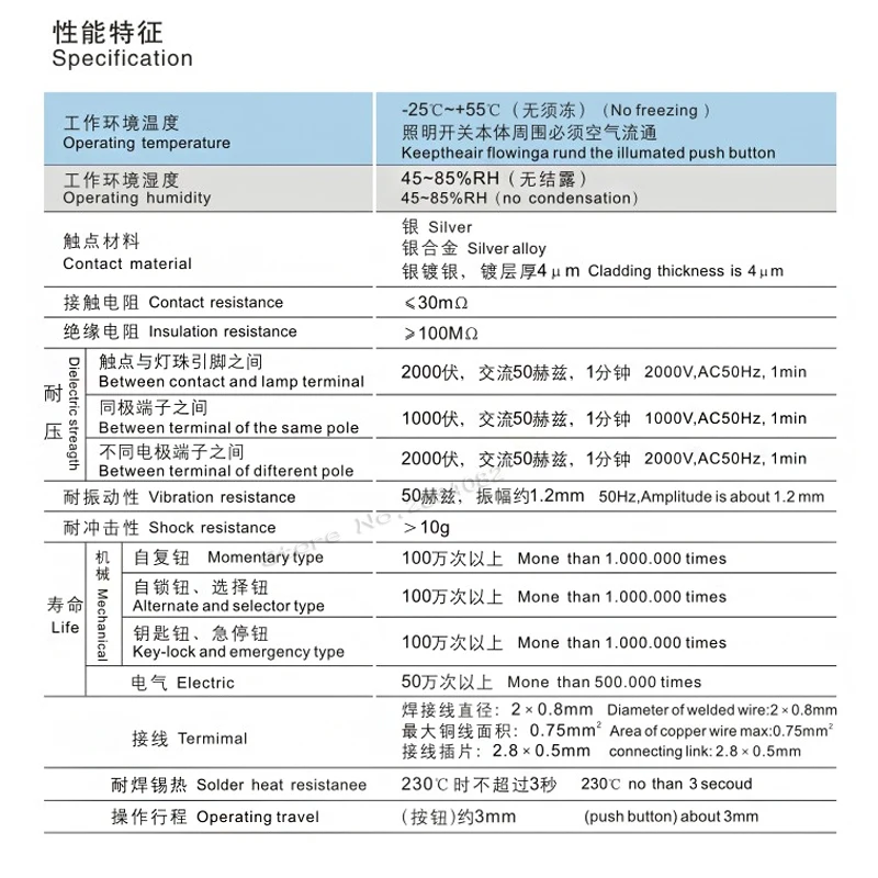 Светодиодный сигнальный светильник 16 мм с двумя контактами подсветкой пилотный