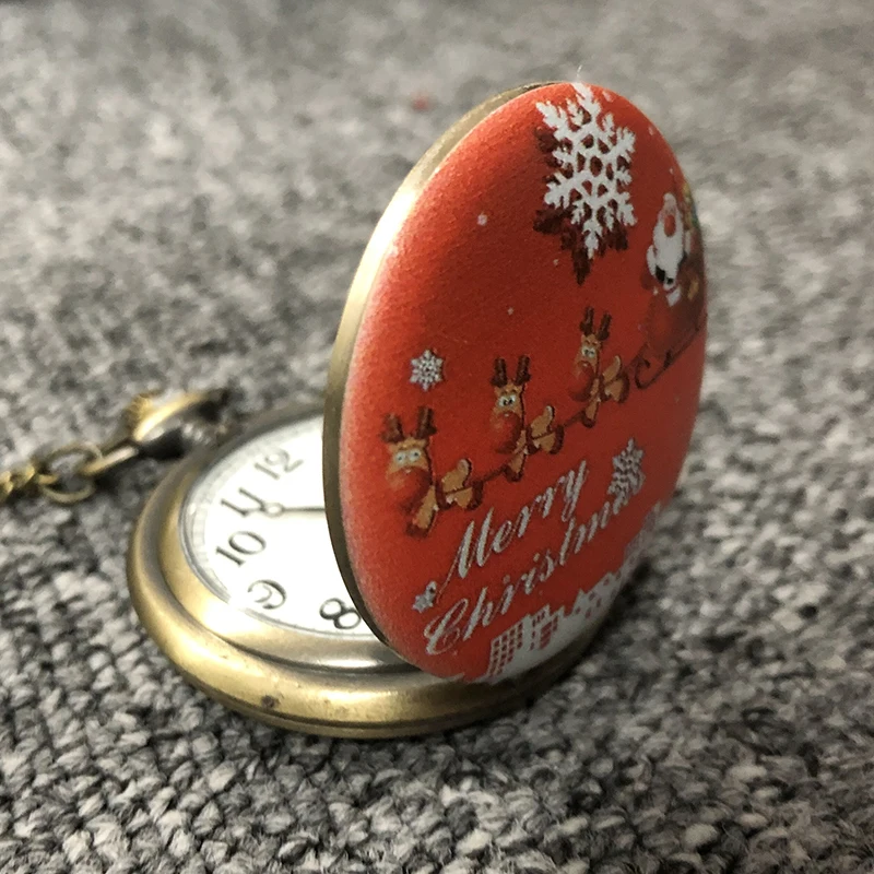 2018 рождественские подарки карманные часы Снежинка лось Санта Клаус дизайн