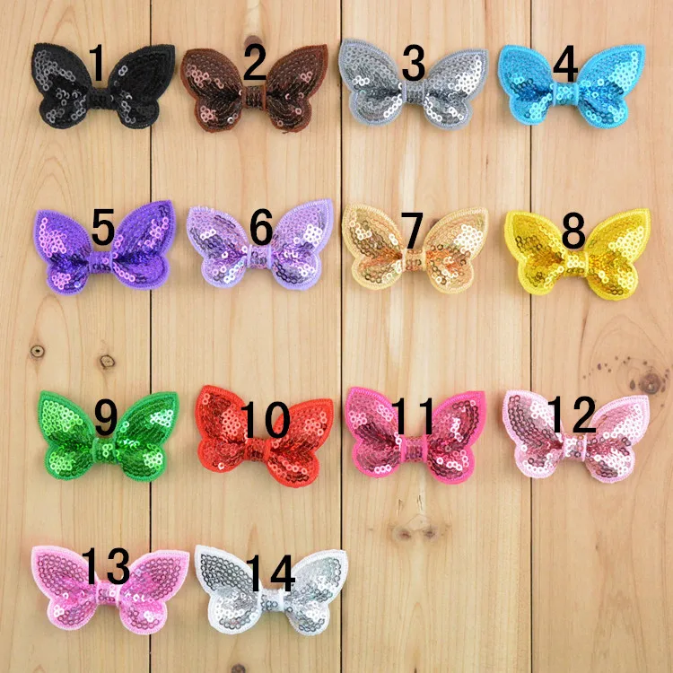 20 шт 2 дюймовые вышитые бантики для волос с блестками без зажимов Аксессуары