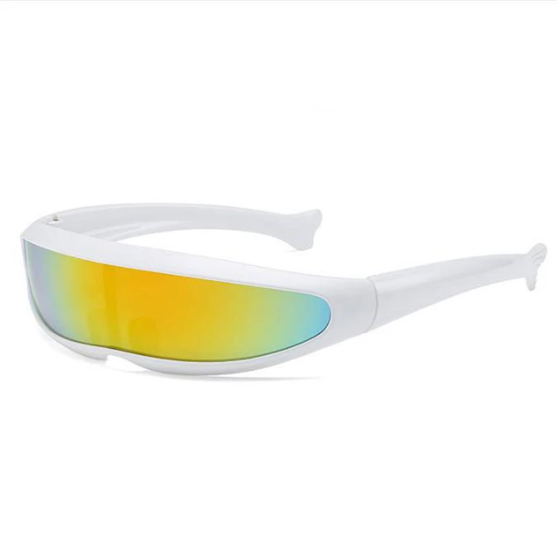 White-colorful lens Узкие циклопы солнцезащитные очки UV400 индивидуальные зеркальные линзы костюм очки Новые вечерние украшения - Цвет: White-colorful lens
