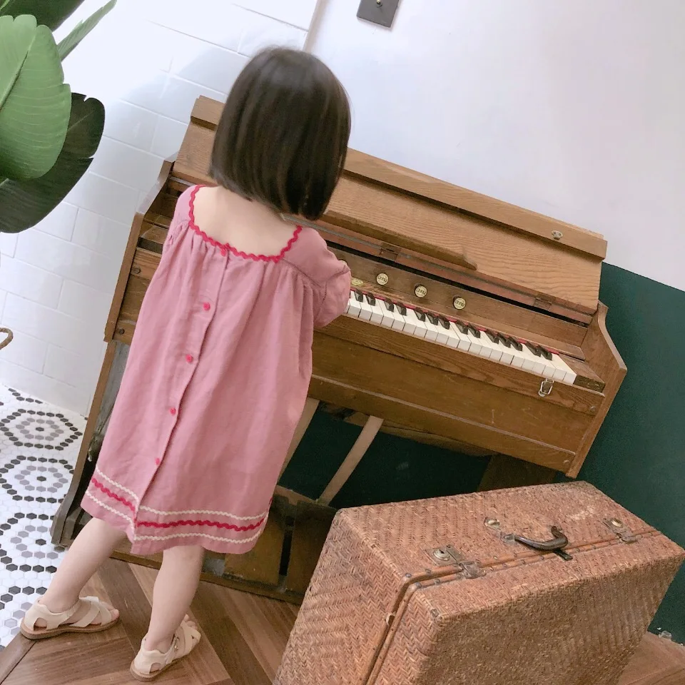 kids dresses for girls baby girl clothes Retro red bean paste color loose dress 2019 new design lovely | Детская одежда и обувь
