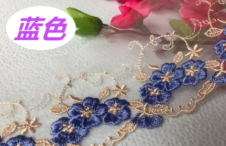 21 Yards Wholesale Flower Handmade DIY Lace Fabric Garment Accessories Pink Blue Gold Embroidery Curtains Trim | Дом и сад