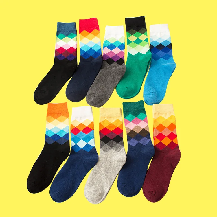 Новинка Лидер продаж повседневные мужские носки новые модный дизайн клетчатые