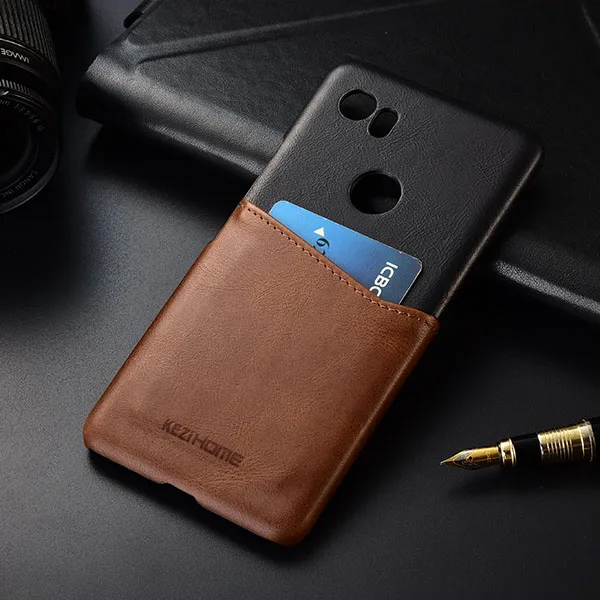 coffee black Чехол для Google Pixel 2 XL KEZiHOME, два цвета, натуральная кожа, жесткая задняя крышка для Google Pixel 2XL 6,0 ''с карманом для карт - Цвет: coffee black
