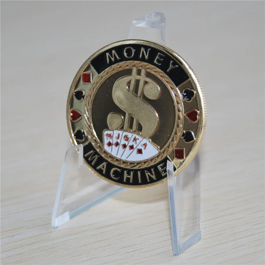 MONEY MACHINE Королевский Флеш покер карта протектор позолоченная монета жетон