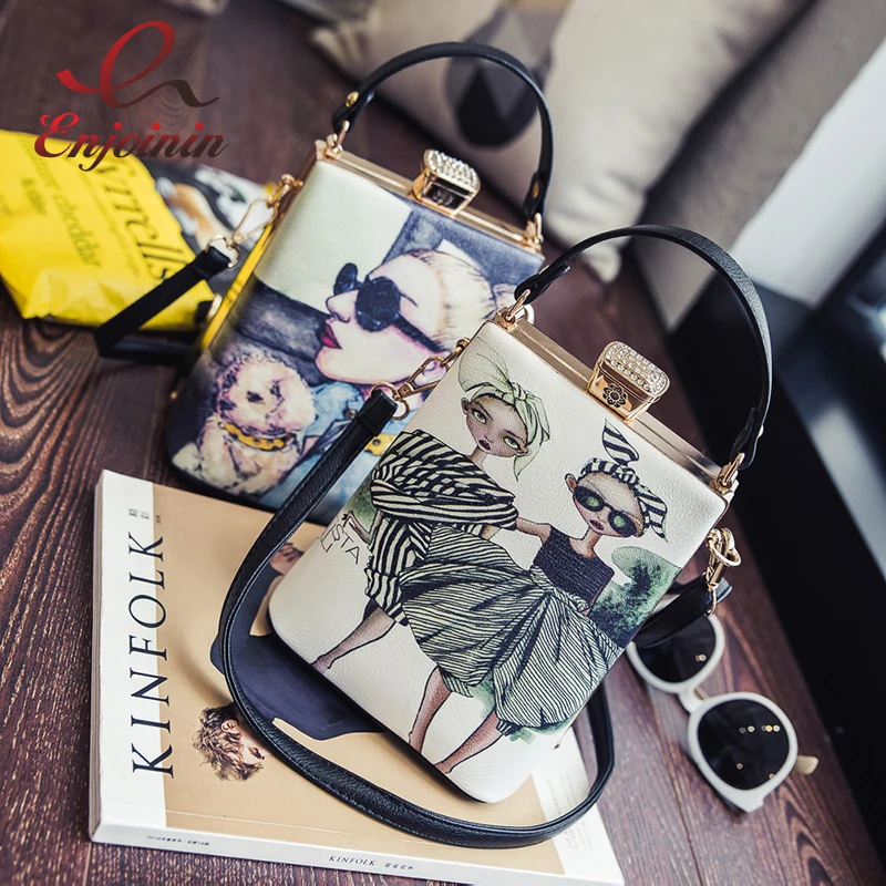 Винтажная женская сумка на плечо из искусственной кожи с мультяшным персонажем