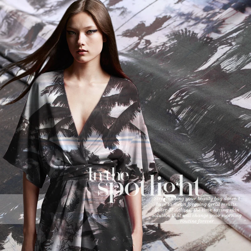 Тропический остров пальмовые лески ветер шелковый креп de chine печатные ткани