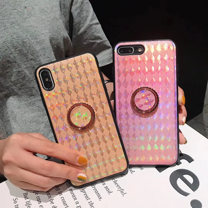 Ainike Блестящий лазерный чехол для телефона с кольцом iPhone X 6s Plus 7Plus 8plus XR XS Max |