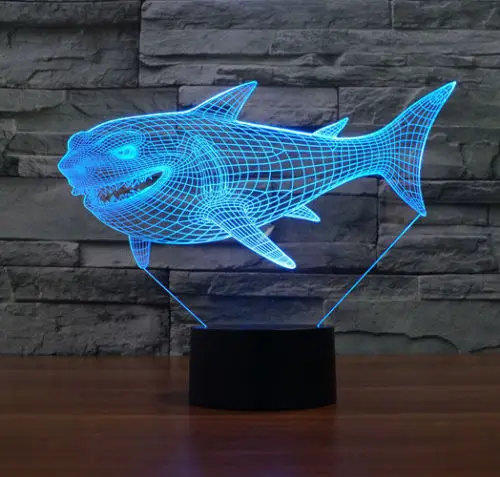 СВЕТОДИОДНЫЙ ночник в виде акулы сенсорный 3D светильник 7 цветов USB для магазина