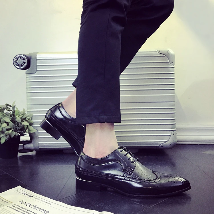 Мужские классические кожаные туфли мужские деловые свадебные на шнуровке в