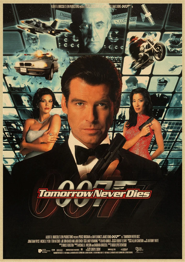 007 Джеймс Бонд агенте Коннери Майкл Крейг классический экшн-фильм крафт-бумага Бар плакат ретро плакат декоративной живописи - Цвет: Белый