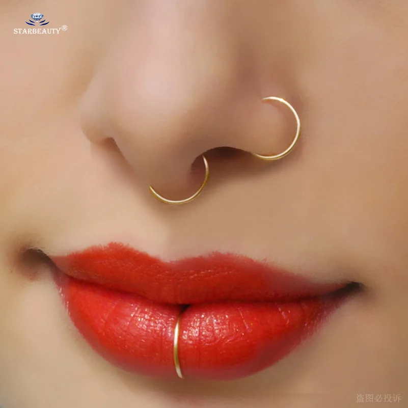 Starbeauty 1pc Clear Gem Nose Ring Tragus Piercing Helix Hoop Septum Rings Nose Piercing Clicker Fake Piercing Oreja Ear Jewelry